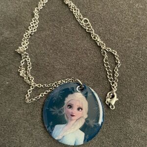 Silver Pendant Necklace with Blue and White Design Disney Frozen